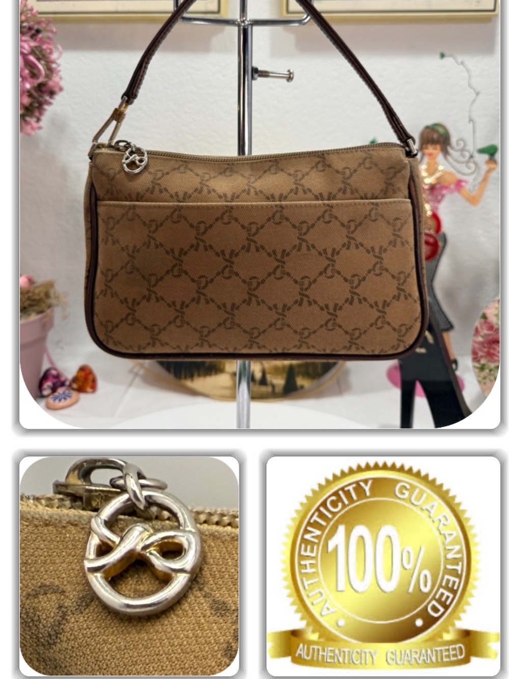 ELEGANT ROBERTA DI CAMERINO POCHETTE SMALL MONOGRAM PURSE/SHOULDER HANDBAG!